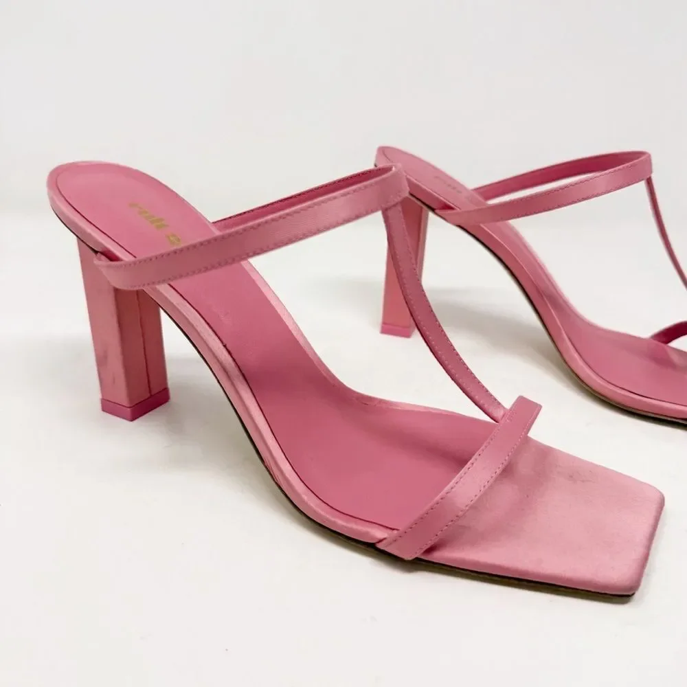 Cult Gaia Piper Heel Rose Satin Heels Size US 11 - Picture 2 of 8